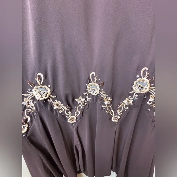 S.L.Fashion Vintage asymmetric drop waist beaded slip dress Size 16 - Picture 3 of 8